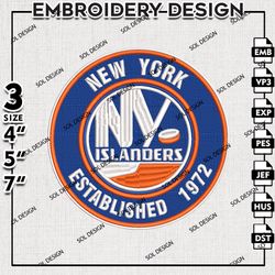 New York Islanders Machine Embroidery Design Files, NHL Embroidery, NHL New York Islanders Embroidery, Embroidery Design
