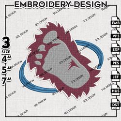 colorado avalanche logo embroidery design, nhl embroidery, nhl colorado avalanche embroidery, machine embroidery design