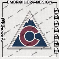 colorado avalanche embroidery design, nhl embroidery, nhl colorado avalanche logo embroidery, machine embroidery design