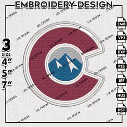 colorado avalanche embroidery files, nhl embroidery deign, nhl colorado avalanche machine embroidery, embroidery design