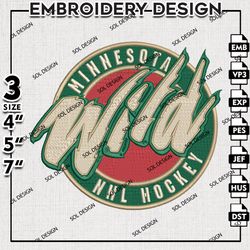 nhl minnesota wild embroidery design, nhl logo embroidery, nhl minnesota wild embroidery, machine embroidery design