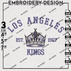 nhl los angeles kings embroidery design, nhl embroidery, los angeles kings embroidery, machine embroidery design
