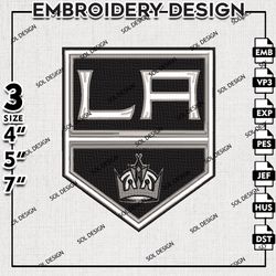 nhl los angeles kings logo embroidery design, nhl embroidery, los angeles kings embroidery, machine embroidery design