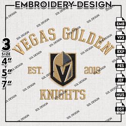 vegas golden knights embroidery designs, nhl embroidery, nhl golden knights, machine embroidery, digital download