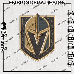 vegas golden knights embroidery designs, nhl embroidery, nhl golden knights logo, machine embroidery, digital download