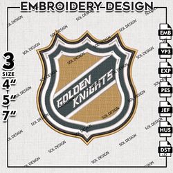 vegas golden knights embroidery design, nhl embroidery, nhl vegas golden knights embroidery, machine embroidery design