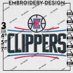 la clippers logo embroidery design, nba embroidery, nba los angeles clippers embroidery, machine embroidery design