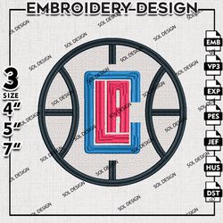 la clippers embroidery design, nba embroidery, nba los angeles clippers logo embroidery, machine embroidery design