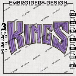sacramento kings wordmark embroidery design files, nba embroidery files, nba kings, machine embroidery pattern