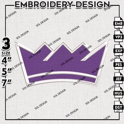 sacramento kings embroidery design, nba machine embroidery designs, sacramento kings logo, digital download