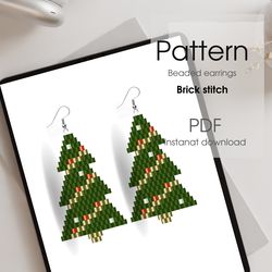 beaded earrings pattern - christmas trees patterns - diy handwoven earrings - brick stitch - pdf instant downlo