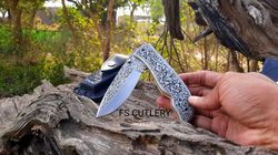 engraved fold knife - prestigious handmade engraved fold pocket knife - d2 steel engraved blade folding knife gifts - po