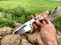 beautiful custom skinner knife, handmade skinning knife, skinner knife with leather sheath