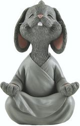whimsical happy bunny grey buddha figurine meditation yoga collectible - happy bunny collection - bunny lover gifts