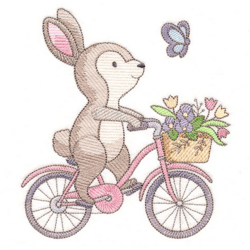 sweet storybook bunny on bike embroidery design , anime embroidery , machine embroidery design anime slider naruto