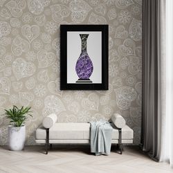 purple arabic calligraphy vase, wall art, digital download, instant print, printable, artwork, affordable