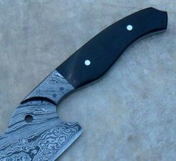 damascus knife custom handmade -12.50" inches chef kitchen knife buffalo horn handle