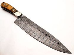 damascus knife custom handmade-13" inches fiber glass resin handle beautiful chef kitchen knife