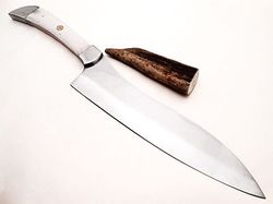 j2 steel knife custom handmade natural camel bone handle beautiful chef kitchen knife -14" inches