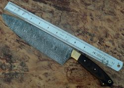 custom handmade damascus steel 13" kitchen chef knife natural wood handle