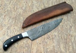 damascus knife custom handmade-14" inches buffalo horn handle beautiful chef kitchen knife