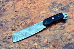 handmade damascus fixed blade chef kitchen cleaver knife, hunting, outdoor