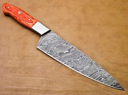 handmade damascus steel kitchen chef knife beautiful wood handle knife