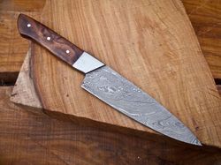damascus chef knives-12" inches beautiful rose wood handle chef kitchen knife