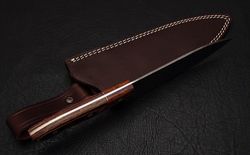 damascus knives custom handmade-13" inches pakka & rose wood handle chef kitchen knife