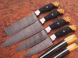 4 pc's beautiful hand made damascus steel chef/kitchen knife set