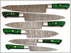 beautiful custom handmade damascus steel knife beautiful damascus chef kit of 6 knives