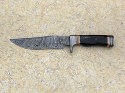 13" inches custom handmade damascus steel hunting knife with leather sheath