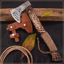 custom hand made viking axe battle ready axe hand forged carbon steel with sheath