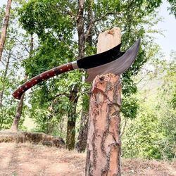 handmade carbon steel blade long haft viking axe | hunting axe camping