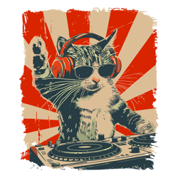 funny dj cat night party meme svg