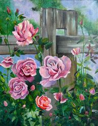 oil painting of flowers. roses painting on canvas