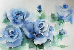 watercolor painting of flowers. a small-format painting of roses