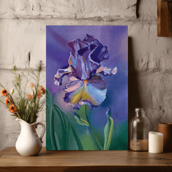 oil painting of flowers. painting of iris