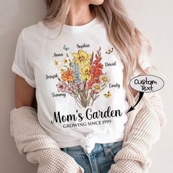 personalized mom's garden shirt, custom birth month flower shirt for grandmother, mother's day gift for grandma, mimi na