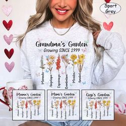 personalized grandma's garden shirt, custom birth month flower shirt, grandma gift, mimi nana plant gift