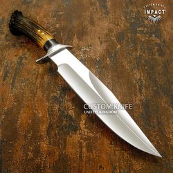 custom d2 art bowie knife crown antler