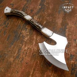 1 of a kind custom d2 full tang hatchet axe tomahawk knife