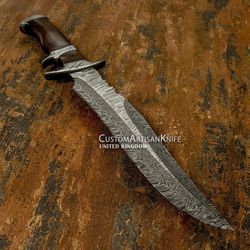 hand made custom damascus sub hilted bowie knife