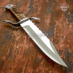 1 of a kind custom d2 full tang bowie knife ram horn handle.