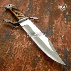 1 of a kind custom d2 full tang bowie. knife ram horn handle