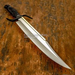 hand crafted custom heavy duty bowie knife brass spine