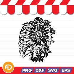 skull and flower svg, png, eps, dxf digital download