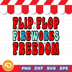 flip flop fireworks freedom svg, png, eps, dxf digital download
