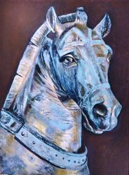 Original oil painting on canvas, portrait of a horse