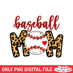 baseball mom leopard print softball heart png, mother day png, digital download, bunny ball